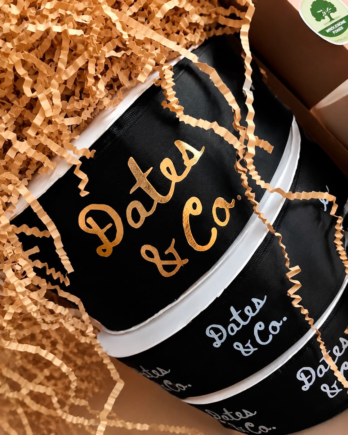 Dates & Co products gathered in gift baskets