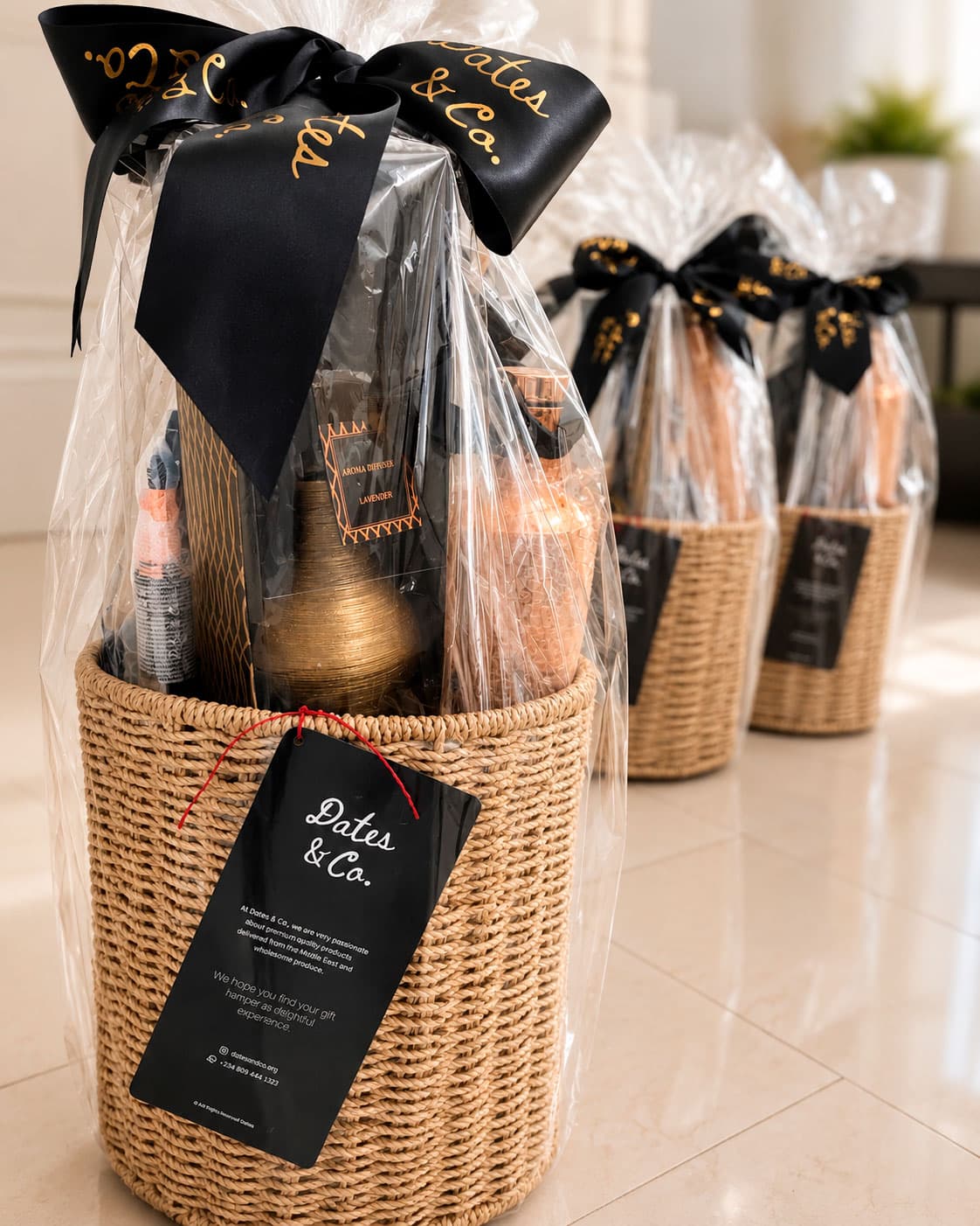 Gift hampers filled with Dates & Co products